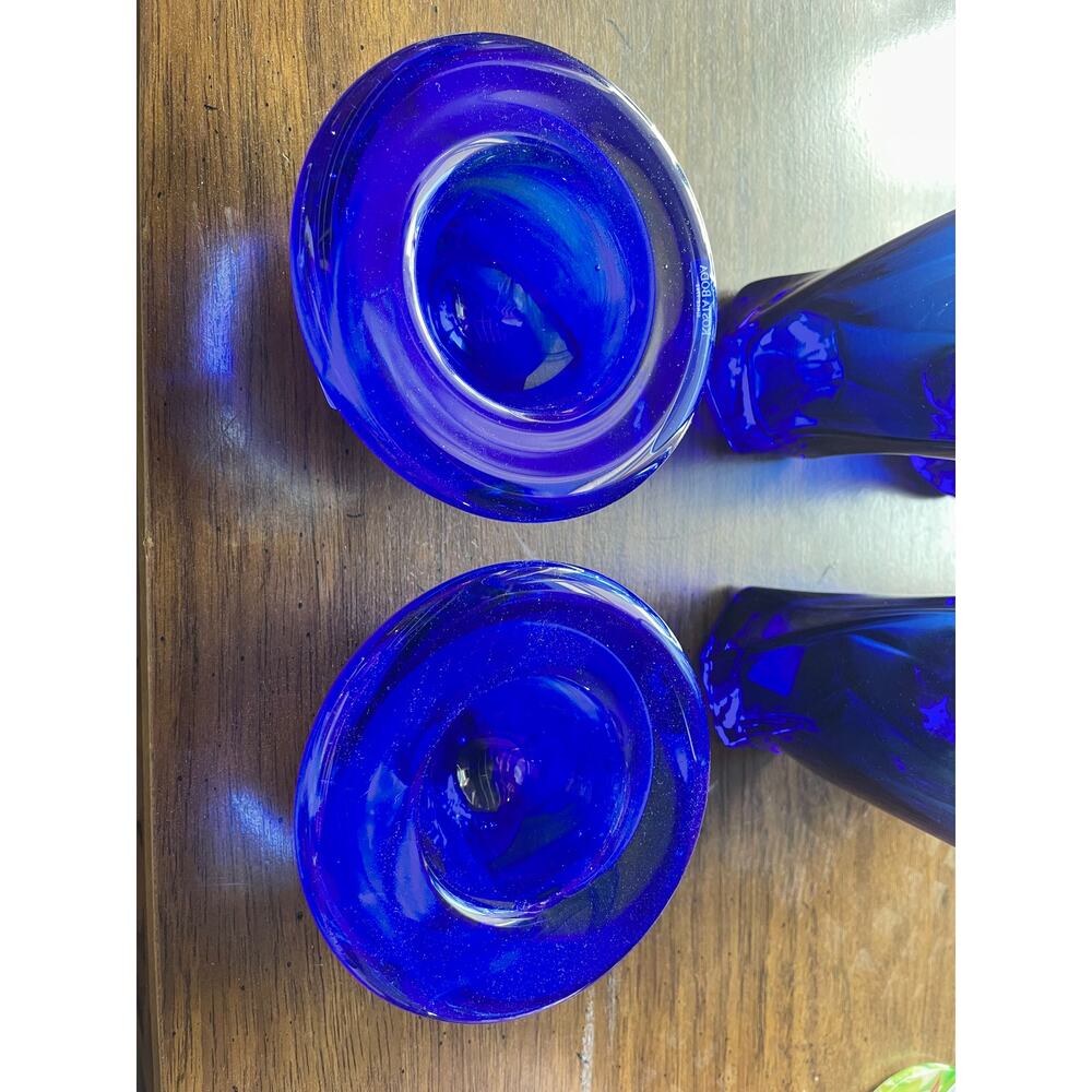 Kosta Boda Royal Blue Crystal Candle Holders